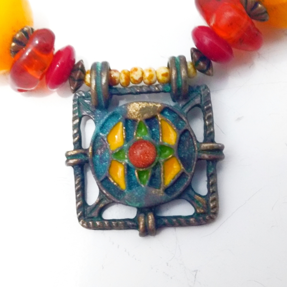 Vintage Robert Rose Early Plastic Amber Necklace - Picture 5 of 8